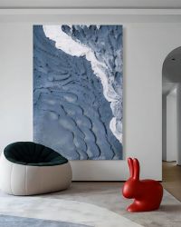 大型蓝色3d海质绘画，蓝色_3D大海，纹理_绘画，纹理_墙壁，艺术